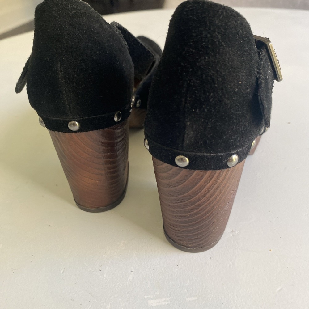 KORKS 'Evah' Black Leather Suede MJ Platform Clogs w/3.25" Heels Sz. 7M - Picture 10 of 12